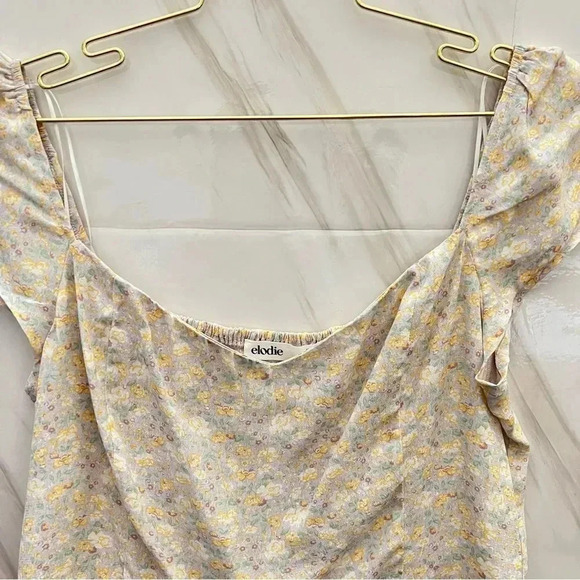 Elodie Floral Off Shoulder Top Size XL Cropped Back Smocked Blouse - Picture 8 of 8